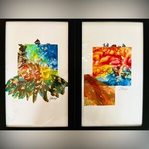 Abstract Art Print Set with Black Frames
